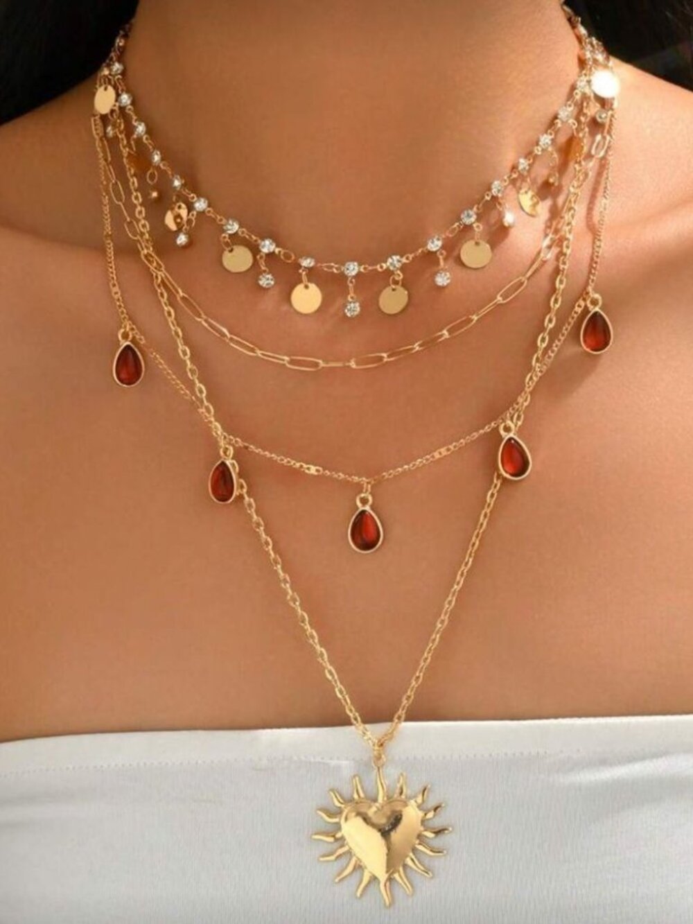 Gold HeartPendant Necklace M573